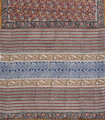 Brown Printed Jaipur Cotton Saree With Floral Motifs-JC1460