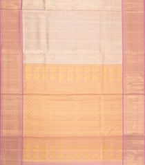 Dusty Pink Handloom Kanchipuram Tissue Silk Saree With Diagonal Stripes-KA16285