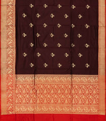 Maroon Handloom Banarasi Silk Saree With Bird Buttas