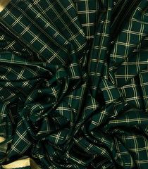 Bottle Green Mysore Crepe Silk Saree With Checks