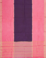 Purple Woven Blended Viscose Saree With Contrast Border-BL5589