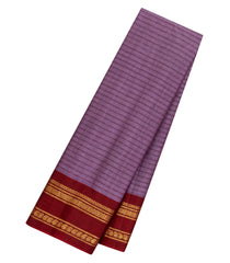 Lilac Handloom Gadwal Silk Cotton Saree With Stripes-GA0399