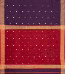 Dark Burgundy Handloom Maheswari Silk Cotton Saree With Triangle Buttas-SC4924