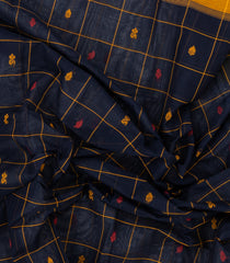 Midnight Blue Handloom Rasipuram Cotton Saree With Checks & Buttas-RA2507