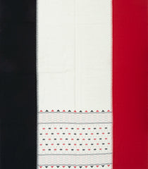 White Handloom Muppagam Bengal Cotton Saree With Ganga Jamuna Border-BG1217