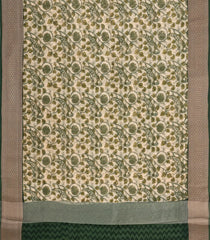 Green Printed Chanderi Cotton Saree With Zari Border-CC1543