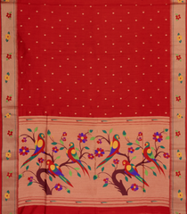 Red Woven Art Dupion Saree With Buttas & Paithani Pallu-BL5066