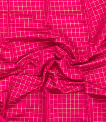 Hot Pink Handloom Banarasi Silk Saree With Zari Checks-BE1873