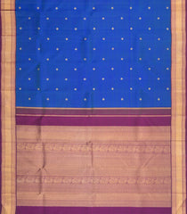 Blue Handloom Kanchipuram Silk Saree With Zari Buttas-KA15237