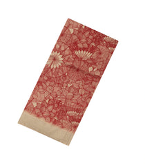 Crimson Handloom Tussar Silk Saree With Printed Floral Motifs-TU3135