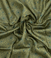 Cardamom Green Printed Tussar Silk Saree With Floral Motifs-TU3791