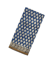 Blue Woven Chanderi Cotton Saree With Printed Floral Motifs-CC1352