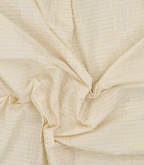 Off White Handloom Kerala Cotton Saree With Golden Zari Checks-KEC1014