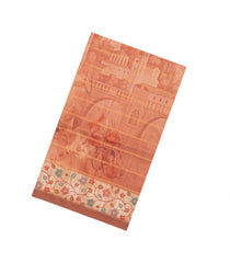 Dusty Peach Printed Synthetic Dola Silk Saree With Zari Stripes & Border -SY0360