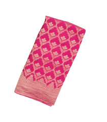 Hot Pink Woven Mysore Silk Saree With Floral Jaal Motifs-MS3067