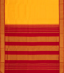 Yellow Handloom Korvai Kanchipuram 9 Yards Silk Saree With Crimson Border-KA13738