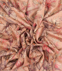 Baby Pink Handloom Tussar Silk Saree With Printed Floral Motifs-TU2683