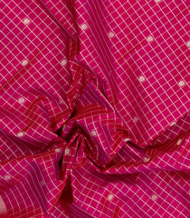 Magenta Handloom Kanchipuram Silk Saree With Zari Checks & Buttas-KA15268