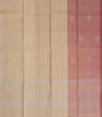 Beige Woven Kora Soft Silk Saree With Stripes & Buttas-SO4740