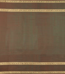 Olive Green Handloom Kanchipuram Silk Saree With Zari Checks-KA15175