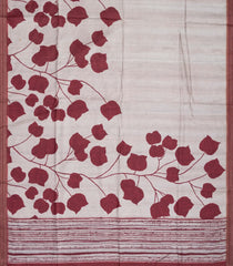 Grey Woven Art Tussar Silk Saree With Printed Floral Motifs-BL3908
