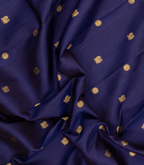 Navy Blue Handloom Korvai Kanchipuram Silk Saree With Zari Buttas-KA15894