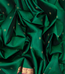 Dark Green Handloom Soft Silk Saree With Floral Buttas-SO4015