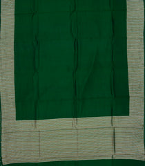 Bottle Green Handloom Banarasi Silk Saree With Striped Border-BE1697