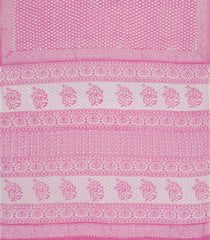 Baby Pink Printed Jaipur Cotton Saree With Floral Motifs-JC1603