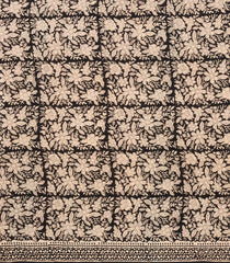 Cream Printed Jaipur Cotton Saree With Printed Floral Motifs-JC1767