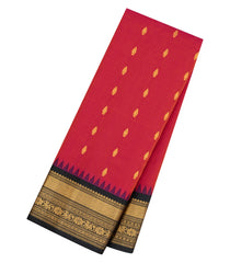 Red Handloom Gadwal SICO Saree With Cotton Body & Silk Border-GA0319