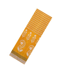 Mustard Printed Chanderi Cotton Saree With Floral Motifs-CC1731