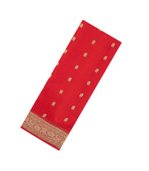 Red Woven Pure Organza Silk Saree With Zari Buttas-KS1112