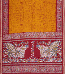 Orange Printed Synthetics Dupion Saree With Abstract Motifs-BL5212