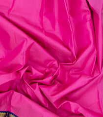 BubbleGum Pink Handloom Korvai Kanchipuram Silk Saree With Vairaoosi Stripes-KA13833