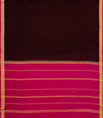 Dark Brown Woven Mysore Silk Saree With Contrast Border-MS3412