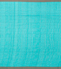 Turquoise Handloom Bengal Cotton Saree With Checks & Buttas-BG1656