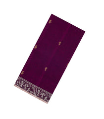 Maroon Handloom Bengal Cotton Saree With Tribal Motifs-BG1983