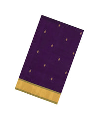 Purple Handloom Silk Cotton Saree With Buttas & Contrast Border-SC4494