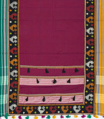 Magenta Woven Cotton Saree With Kasuti Hand Embroidered Border & Pallu-EN1763