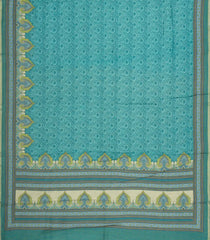 Cyan Printed Tussar Silk Saree With Floral Motifs-TU3616