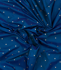 Blue Woven Blended Satin Saree With Floral Zari Buttas-BL6006
