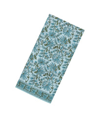 Turquoise Printed Jaipur Cotton Saree With Floral Motifs-JC1672