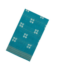 Cyan Printed Synthetics Dola Saree With Zari Stripes-BL5350