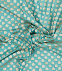 Turquoise Handloom Banarasi Silk Saree With Floral Zari Motifs-BE1776