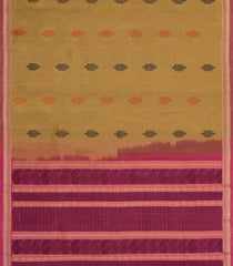 Dark Beige Handloom Rasipuram Cotton Saree With Contrast Border-RA2584