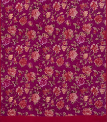 Magenta Printed Crepe Silk Saree With Floral Motifs-PS0896