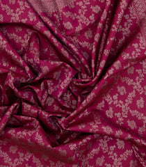 Magenta Handloom Kanchipuram Silk Saree With Floral Vine Motifs-KA14035