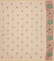 Beige Woven Blended Cotton Saree With Printed Bird Motifs-BL3867