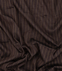 Black Handloom Bengal Cotton Saree With Dotted Stripes-BG1633